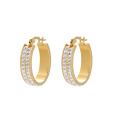 E-608 xuping moda New arrival Rhinestone 24 K cor de ouro simples brincos de argola para as mulheres